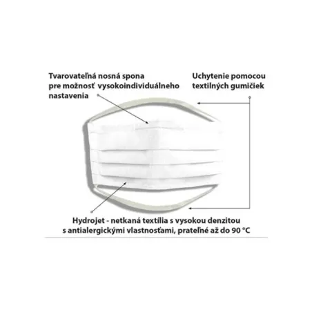 Maska textilná s gumičkami biela 1 ks