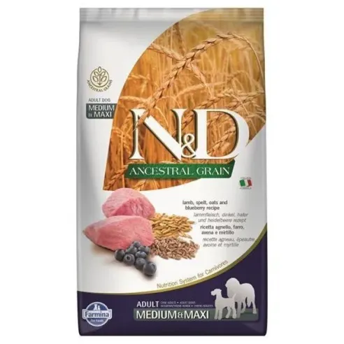 Farmina N&D dog AG adult medium, lamb, spelt, oats & blueberry 12 kg