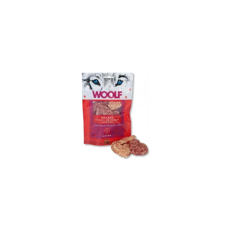 Pamlsok Woolf Dog Duck & Chicken Hearts 100 g