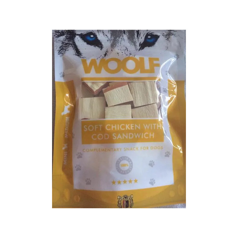 Pamlsok Woolf Dog Chicken & Codfish Soft Sandwich 100 g