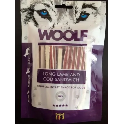 Pamlsok Woolf Dog Lamb & Codfish Soft Sandwich LONG 100 g