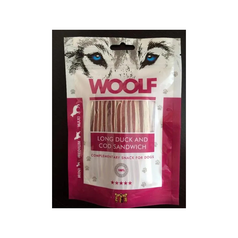 Pamlsok Woolf Dog Duck & Codfish Soft Sandwich LONG 100 g