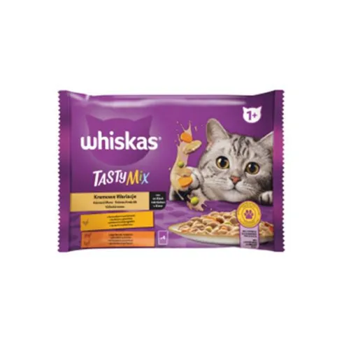 Mars WHISKAS kapsička cat Tasty mix ( kura&zel., jah.& morč.)  v krémovej omáčke 4 x 85 g