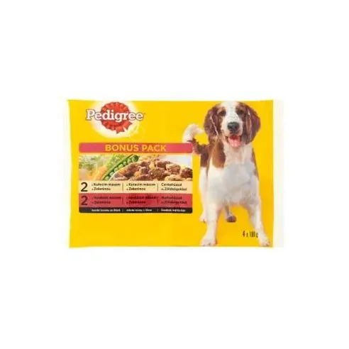 Mars PEDIGREE kapsička dog ADULT Multipack kura&zelenina a hovädzie&zelenina v šťave 4 x 100 g