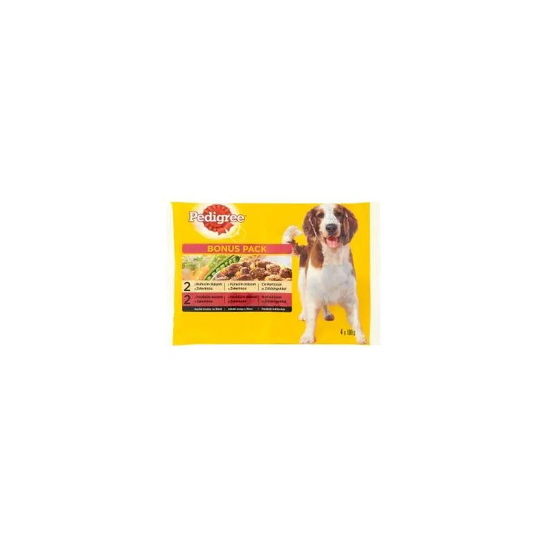 Mars PEDIGREE kapsička dog ADULT Multipack kura&zelenina a hovädzie&zelenina v šťave 4 x 100 g