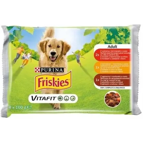 Nestlé Friskies dog Adult Multipack hovädzie&kura&jahňa kapsička 4x100 g