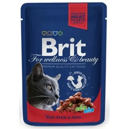 BRIT Premium cat Kapsička Adult Beef Stew & Peas 100 g