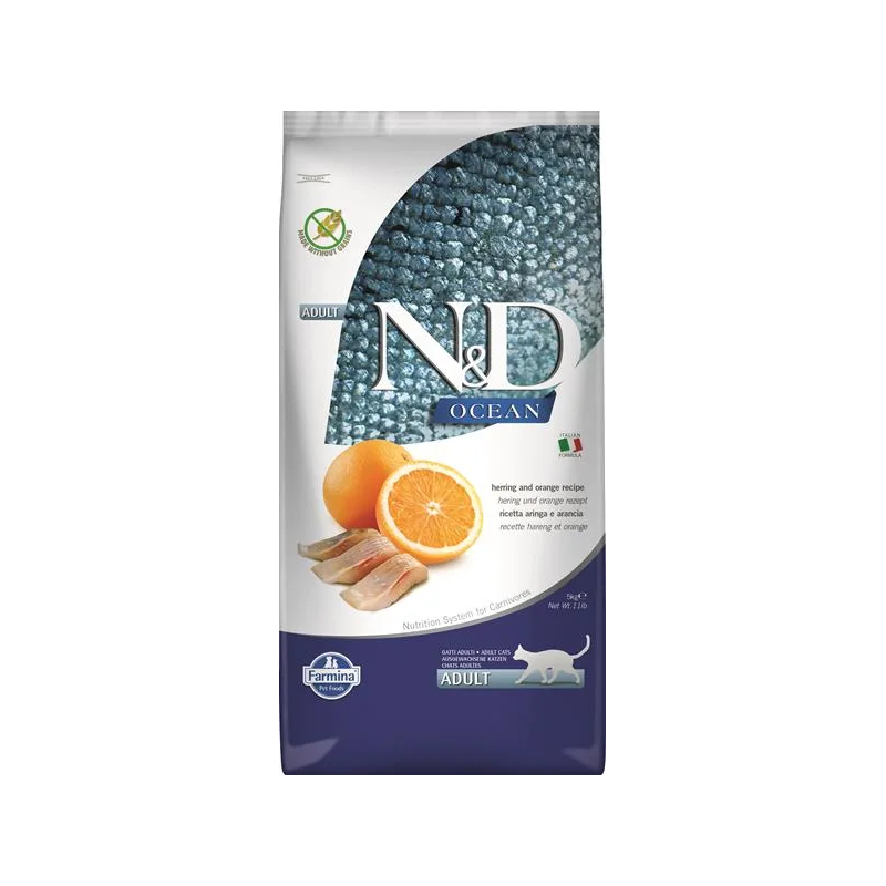 Farmina N&D cat OCEAN (GF) adult, herring & orange 5 kg