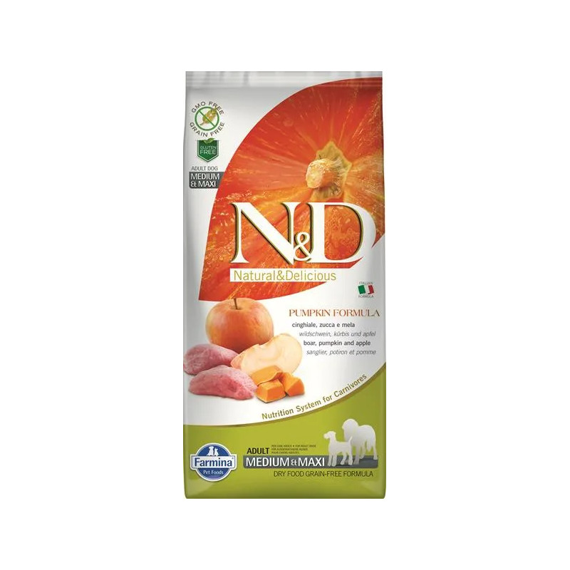 Farmina N&D dog PUMPKIN (GF) adult medium & maxi, boar & apple 12 kg
