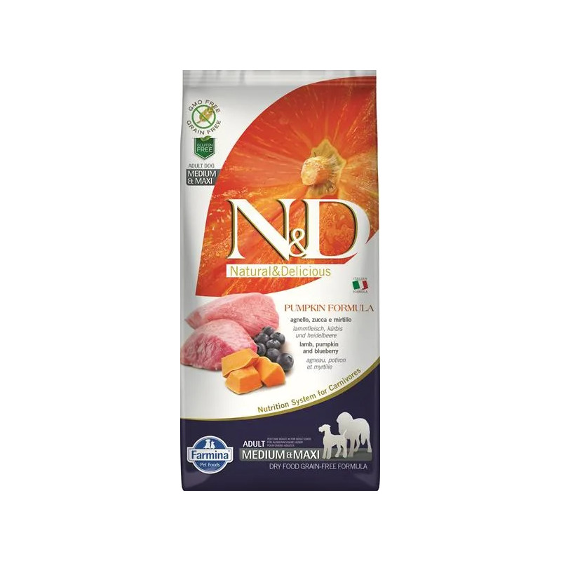 Farmina N&D dog PUMPKIN (GF) adult medium & maxi, lamb & blueberry