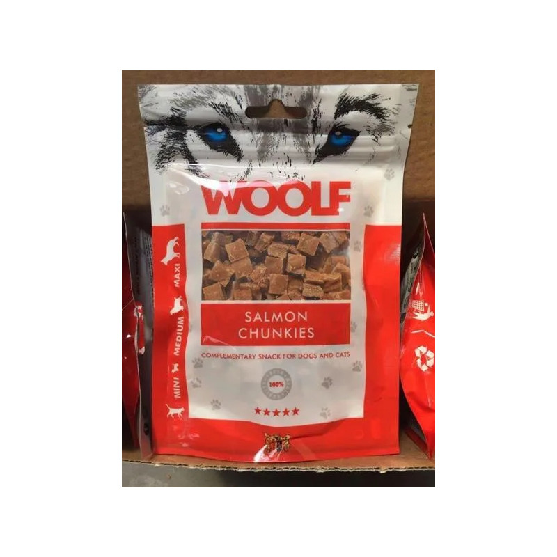 Pamlsok Woolf Dog/Cat Salmon Chunkies 100 g Pamlsok Woolf Dog/Cat Salmon Chunkies 100 g