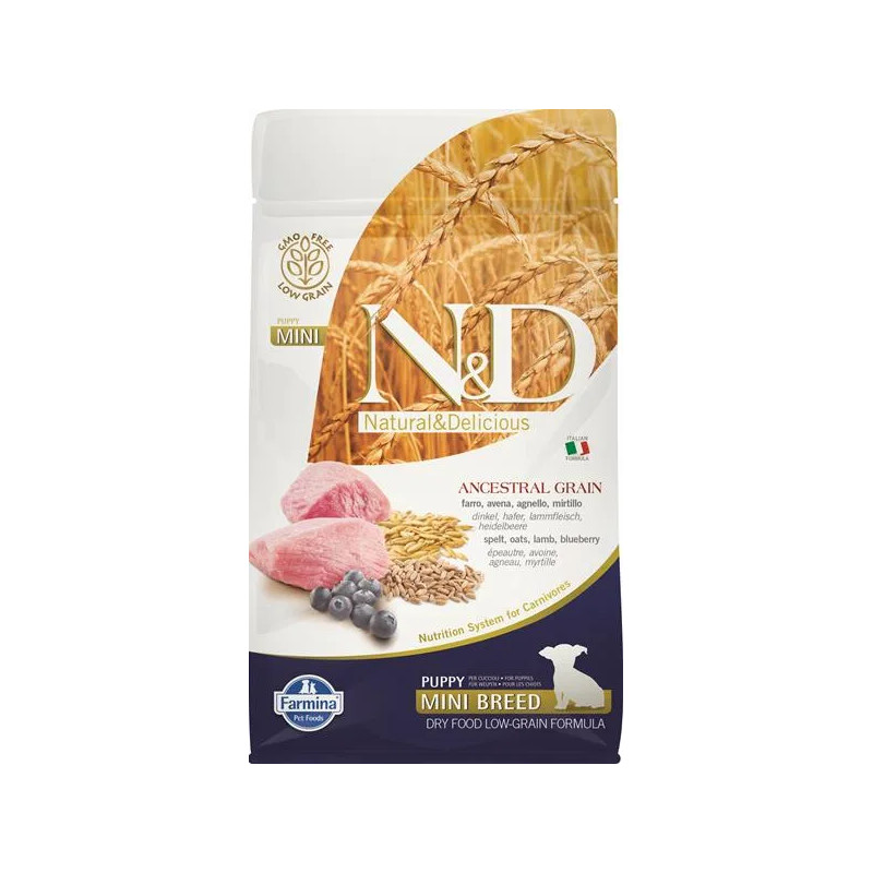 Farmina N&D dog AG puppy mini, lamb, spelt, oats & blueberry 0,8 kg