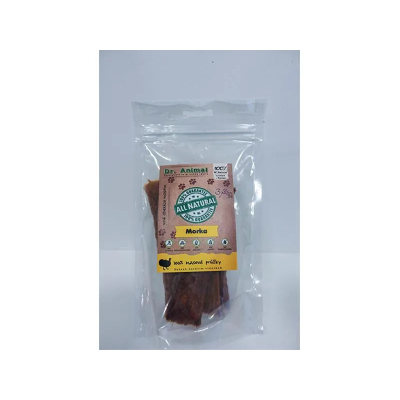 Pamlsok Dr. Animal morka mäs. prúžky 80g