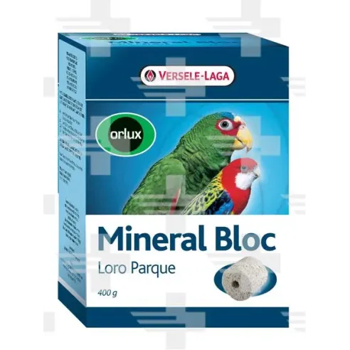 VL Orlux Mineral Bloc Loro Parque- lisovaný grit s koralmi, s dutinou na zavesenie pre veľké druhy vtákov 400 g