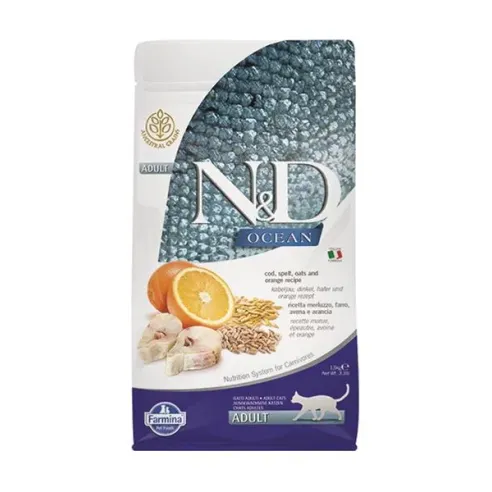 Farmina N&D cat OCEAN (AG) adult, codfish, spelt, oats & orange 1,5 kg