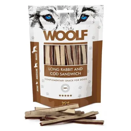 Pamlsok Woolf Dog Soft Rabbit and Pollock Sandwich  LONG 100g