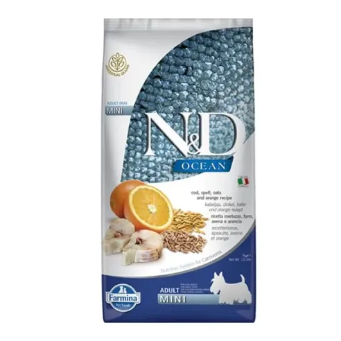 Farmina N&D dog OCEAN (AG) adult mini, codfish, spelt, oats & orange 7 kg