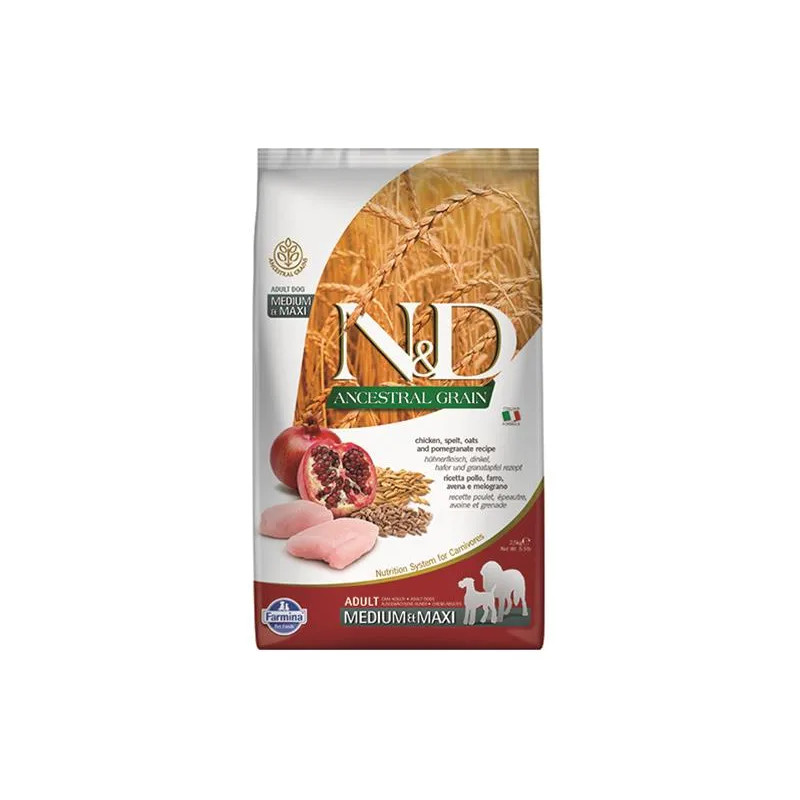 Farmina N&D dog AG adult medium & maxi, chicken, spelt, oats & pomegranate 2,5 kg
