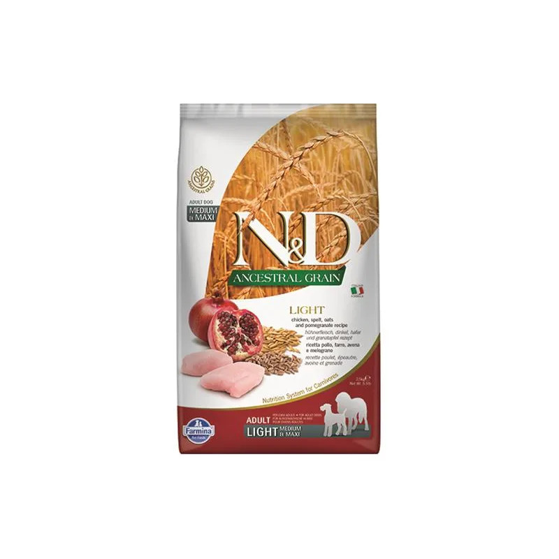 Farmina N&D dog AG adult medium & maxi, light, chicken, spelt, oats & pomegranate 2,5 kg