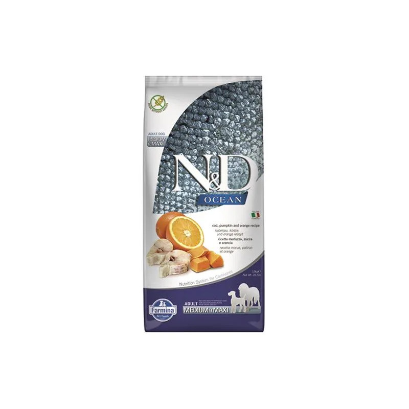 Farmina N&D dog OCEAN PUMPKIN (GF) adult medium & maxi, codfish & orange 12 kg