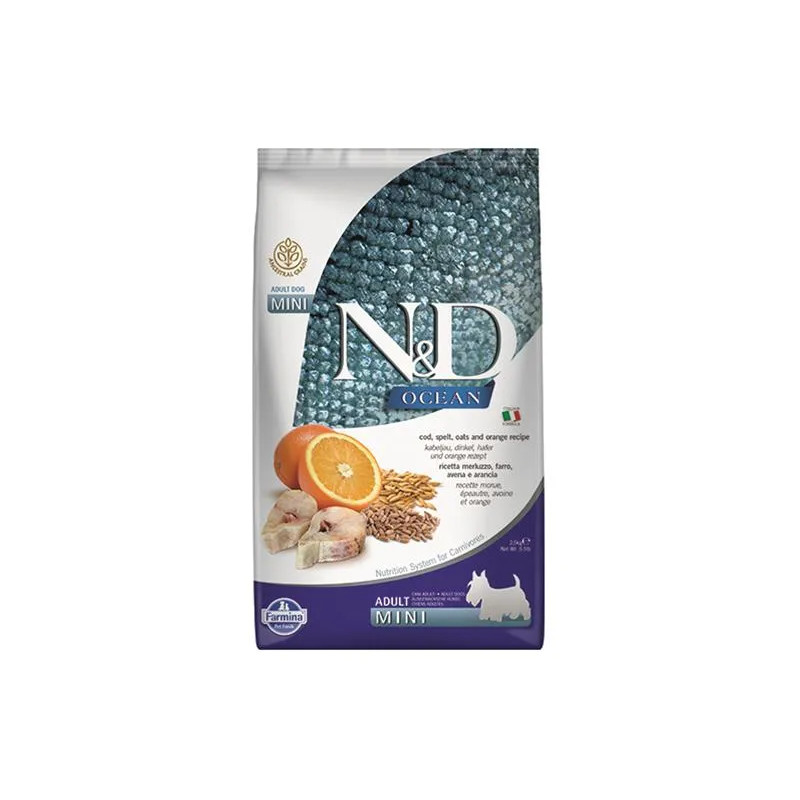 Farmina N&D dog OCEAN (AG) adult mini, codfish, spelt, oats & orange 2,5 kg Farmina N&D dog OCEAN (AG) adult mini, codfish, spelt, oats & orange 2,5 kg