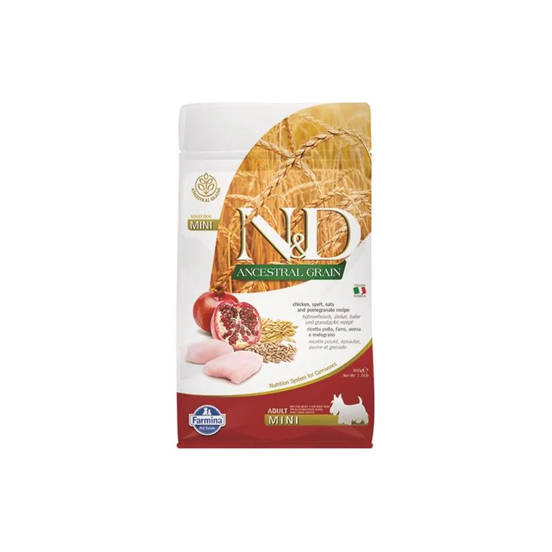Farmina N&D dog AG adult mini, chicken, spelt, oats & pomegranate 0,8 kg