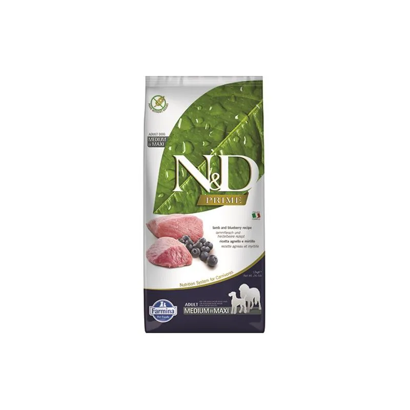 Farmina N&D dog PRIME (GF) adult medium & maxi, lamb & blueberry 12 kg