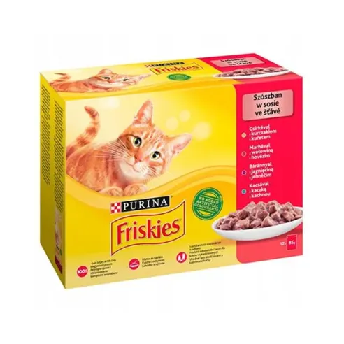 Nestlé Friskies cat Multipack kura&hovädzie&jahňacie&kačica kapsička 12x85 g