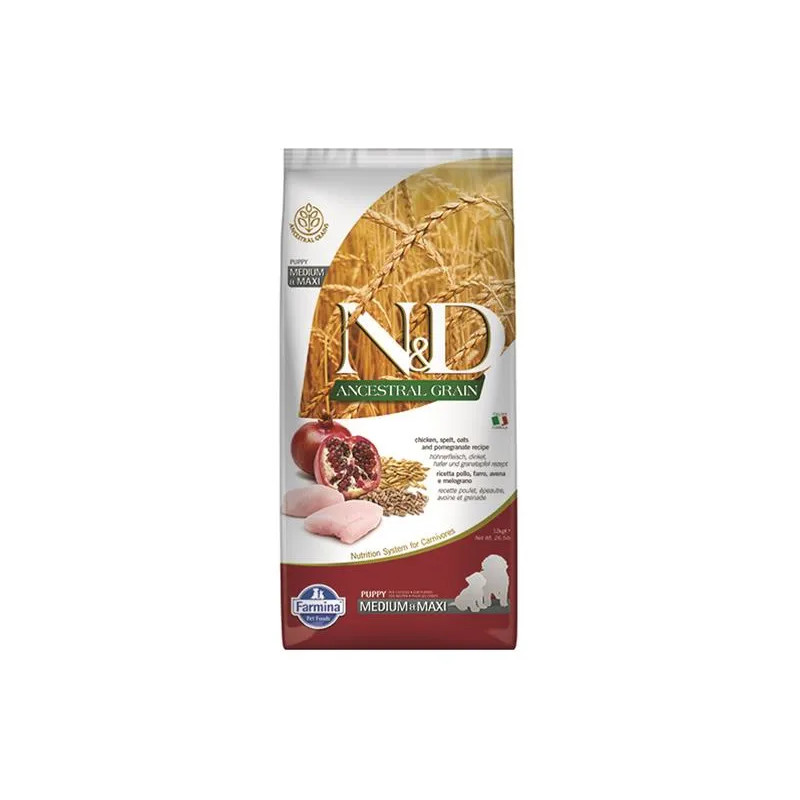 Farmina N&D dog AG puppy medium & maxi, chicken, spelt, oats & pomegranate 12 kg