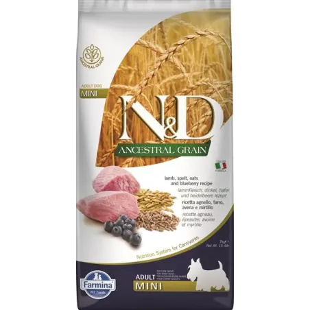 Farmina N&D dog AG adult mini, lamb, spelt, oats & blueberry 7 kg