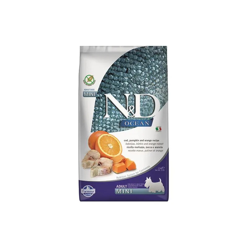Farmina N&D dog OCEAN PUMPKIN (GF) adult mini, codfish & orange 2,5 kg