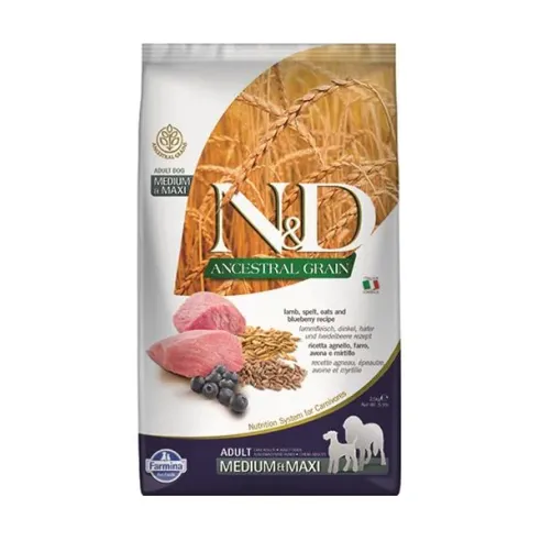 Farmina N&D dog AG puppy medium & maxi, lamb, spelt, oats & blueberry 2,5 kg