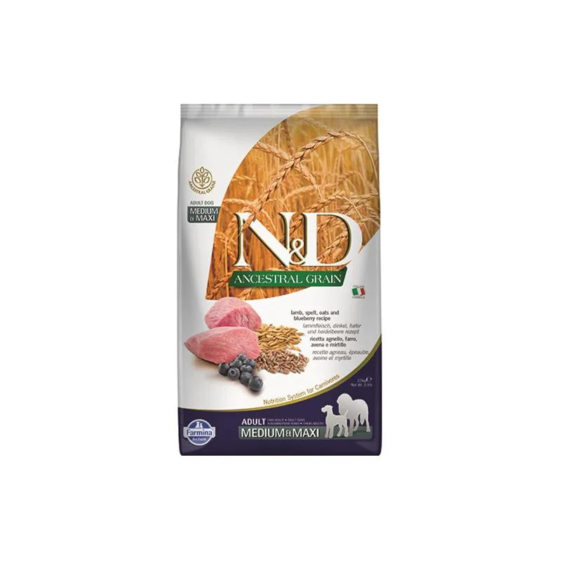 Farmina N&D dog AG puppy medium & maxi, lamb, spelt, oats & blueberry 2,5 kg