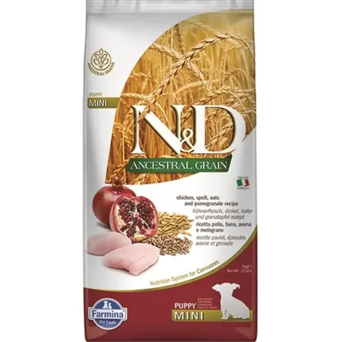 Farmina N&D dog AG puppy mini, chicken, spelt, oats & pomegranate 7 kg