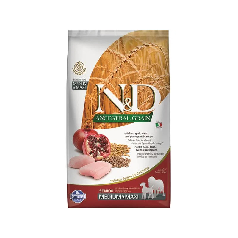 Farmina N&D dog AG senior medium & maxi, chicken, spelt, oats & pomegranate 2,5 kg