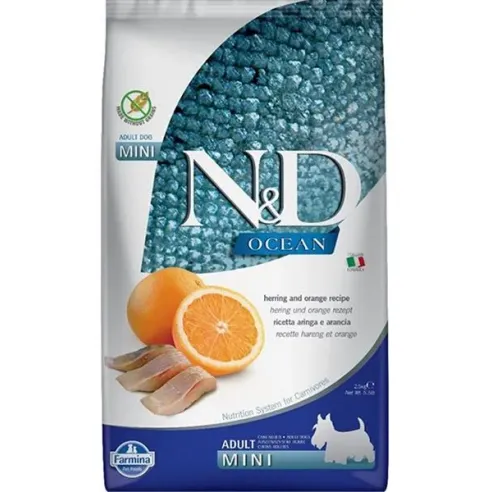 Farmina N&D dog OCEAN (GF) adult mini, herring & orange 2,5 kg