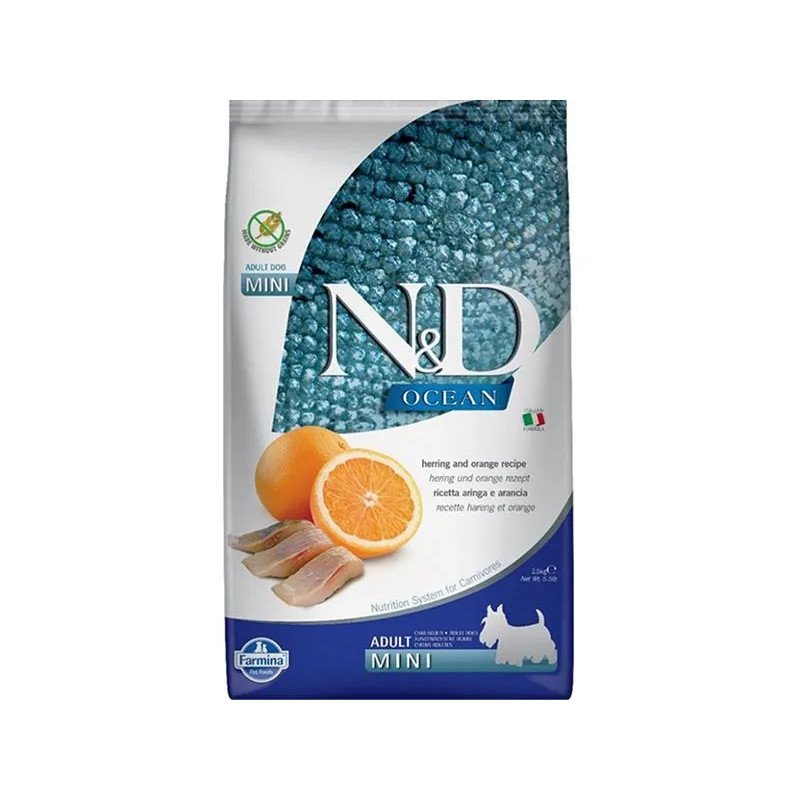 Farmina N&D dog OCEAN (GF) adult mini, herring & orange 2,5 kg