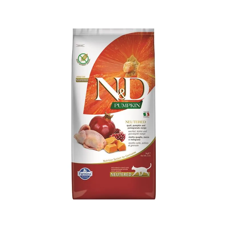 Farmina N&D cat PUMPKIN (GF) adult, neutered, quail & pomegranate 5 kg