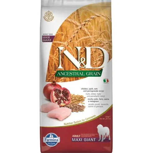 Farmina N&D dog AG adult giant maxi, chicken, spelt, oats & pomegranate 12 kg