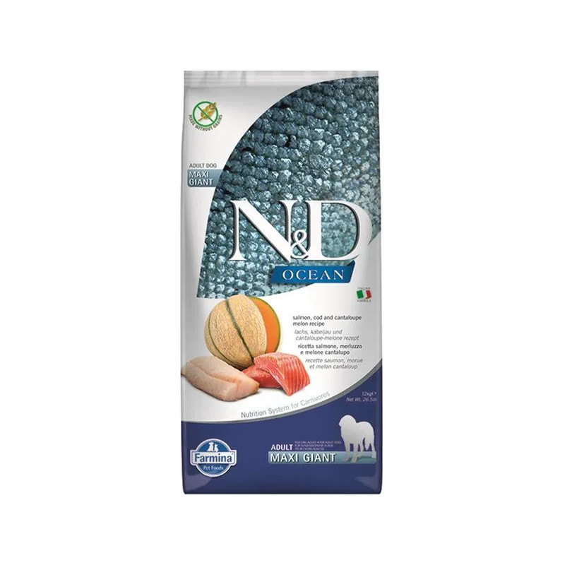 Farmina N&D dog OCEAN (GF) adult giant maxi, salmon, cod & cantaloupe melon 12 kg Farmina N&D dog OCEAN (GF) adult giant maxi, salmon, cod & cantaloupe melon 12 kg