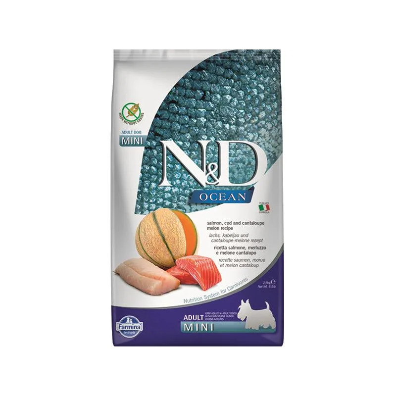 Farmina N&D dog OCEAN (GF) adult mini, salmon, cod & cantaloupe melon 2,5 kg