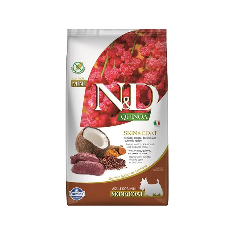 Farmina N&D dog QUINOA (GF) adult mini, skin & coat, venison & coconut 2,5 kg