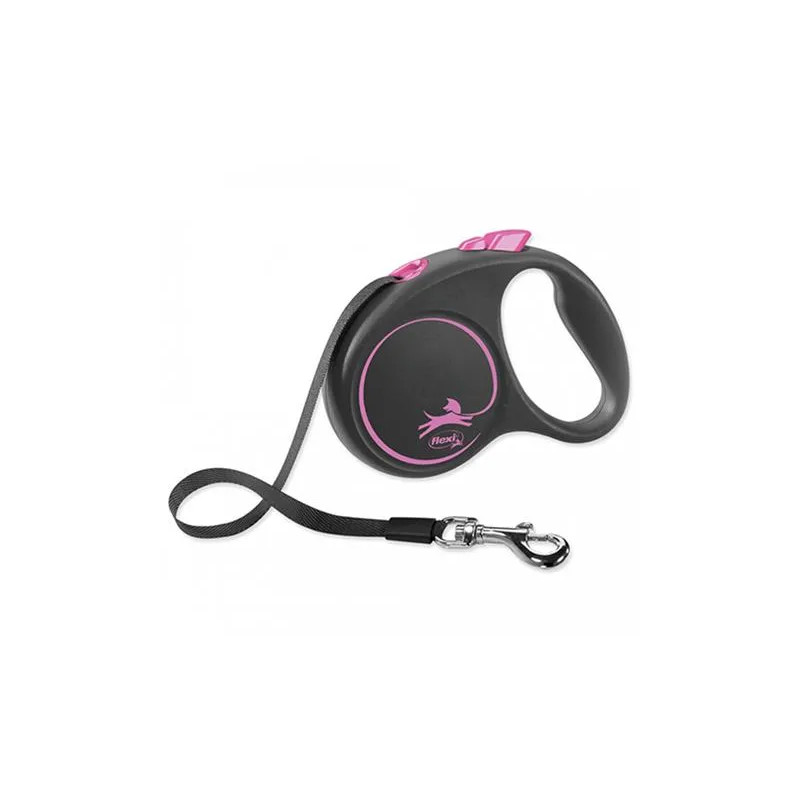 Vodítko Flexi Black Design páska M 5 m ružové (do 25 kg)