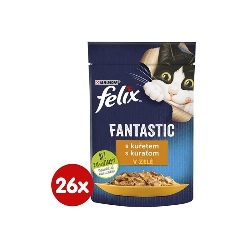 Nestlé FELIX Fantastic cat kura želé kapsička 26x85 g Nestlé FELIX Fantastic cat kura želé kapsička 26x85 g