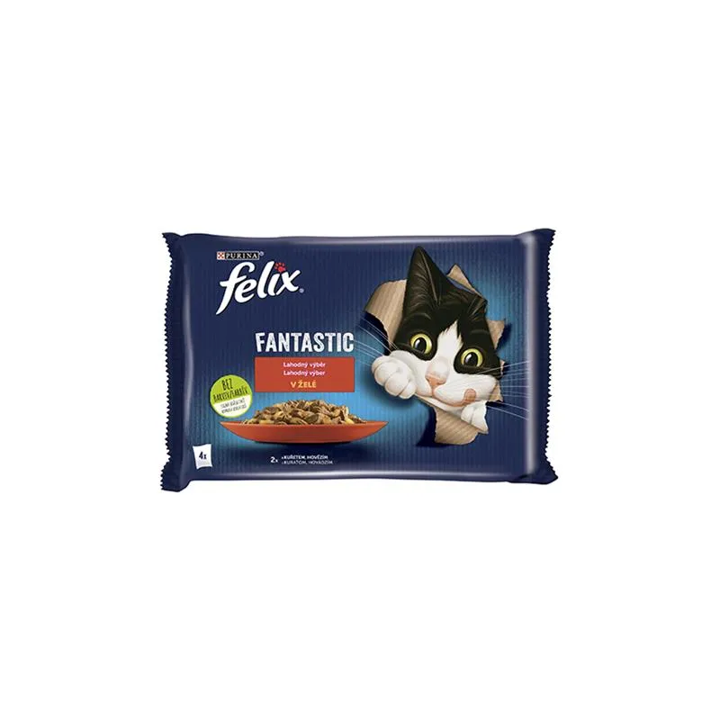 Nestlé FELIX Fantastic cat Multipack hovädzie&kura želé kapsička 4x85 g