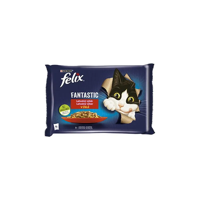 Nestlé FELIX Fantastic cat Multipack králik&jahňa želé kapsička 4x85 g Nestlé FELIX Fantastic cat Multipack králik&jahňa želé kapsička 4x85 g
