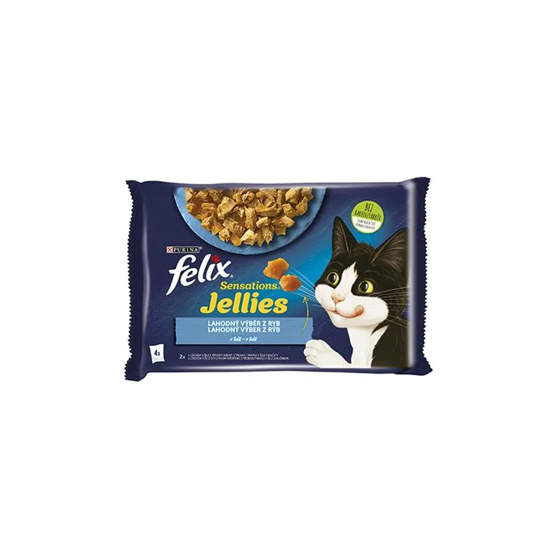 Nestlé FELIX Sensations cat Multipack losos a krevety&treska a paradajka želé kapsička 4x85 g