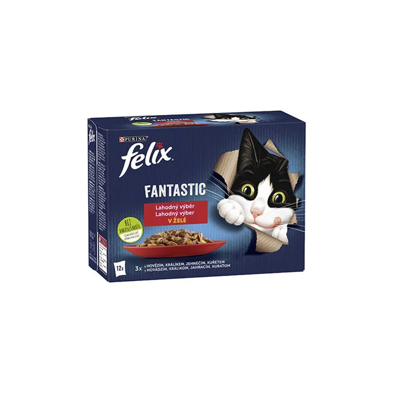 Nestlé FELIX Fantastic cat Multipack mäsový výber želé kapsička 12x85 g