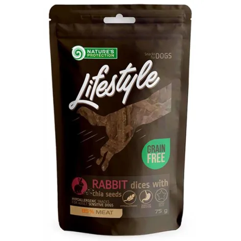 Pamlsok Natures P Lifestyle dog soft rabbit dices with chia seeds 12x75 g