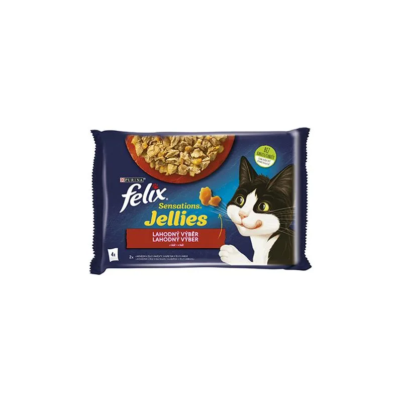 Nestlé FELIX Sensations cat Multipack hovädzie & kura v želé kapsička 4x85 g Nestlé FELIX Sensations cat Multipack hovädzie & kura v želé kapsička 4x85 g